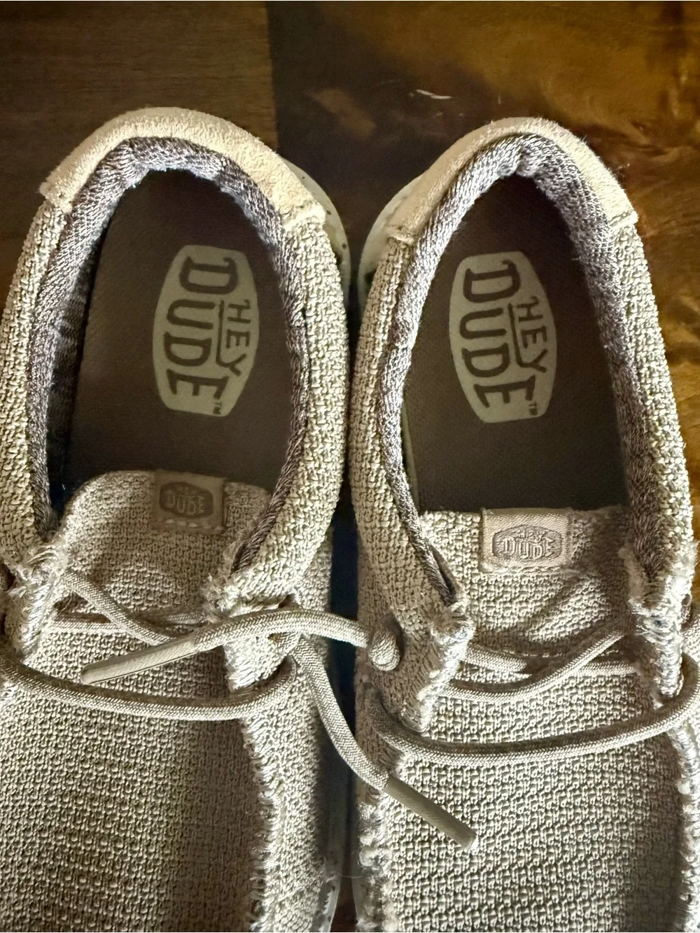 Hey Dude Kids Beige/Tan Canvas Slip-On Sneakers